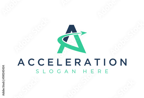 Acceleration logo design template with initial letter A and arrow logo graphic design vector illustration