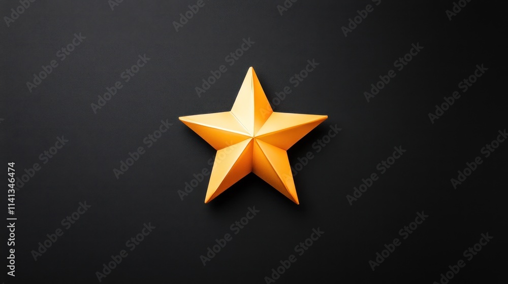 A three-dimensional orange star on a dark background. A three-dimensional orange star on a dark background.