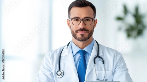 Confident and Experienced Male Medical Doctor in White Coat Providing Professional Healthcare Advice and Consultation