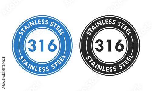 Stainless steel 316 design logo badge template illustration photo