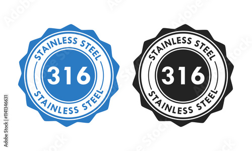 Stainless steel 316 design logo badge template illustration