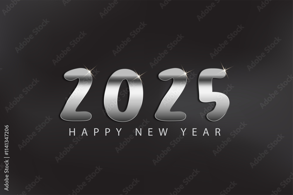 New Year 2025 Silver Glitter Beautiful Bright And Shining Design And Black Background New Year 2025 Silver Glitter Beautiful Bright And Shining Design And Black Background