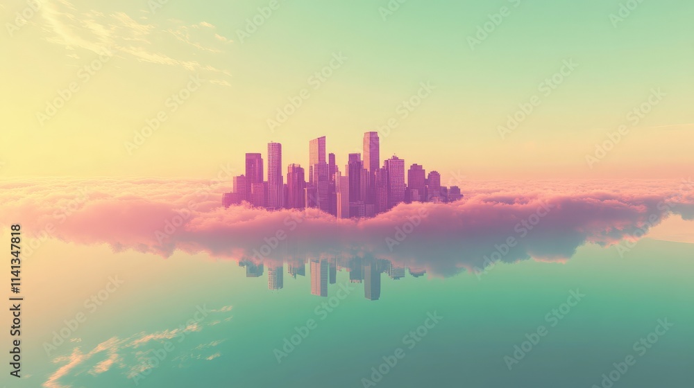 Surreal City Floating on Clouds Surreal City Floating on Clouds