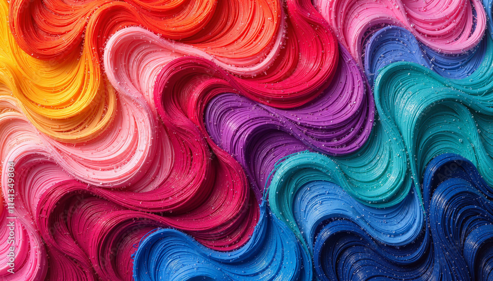 Fototapeta premium Colorful swirling fabric textures in vibrant shades of red, pink, blue, and green for design inspiration 