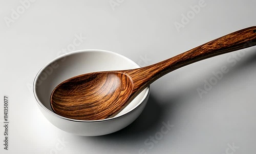 Wallpaper Mural A wooden spoon rests in a white bowl on a minimalist surface. Torontodigital.ca