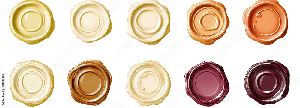 set of ten colorful wax seal stamps. isolated on transparent background set of ten colorful wax seal stamps. isolated on transparent background