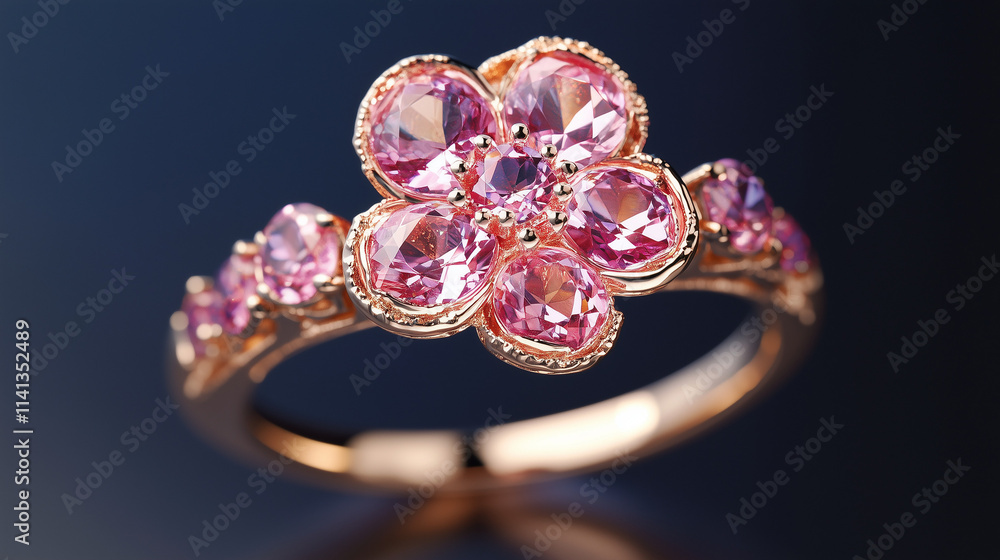 Fototapeta premium Plum blossom themed ring with pink floral design
