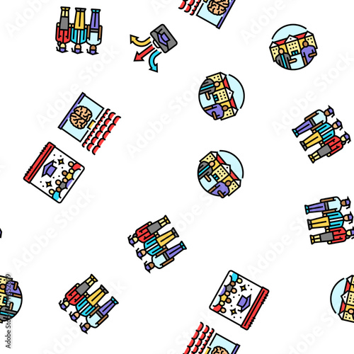 college teacher student class vector seamless pattern thin line illustration