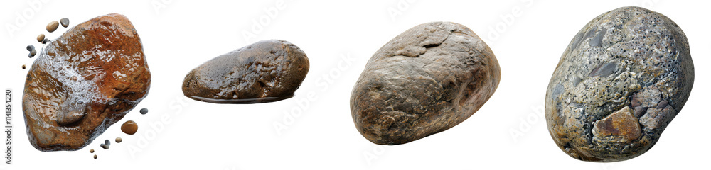 Collection of Various Natural Stones and Rocks Isolated on White Background Collection of Various Natural Stones and Rocks Isolated on White Background