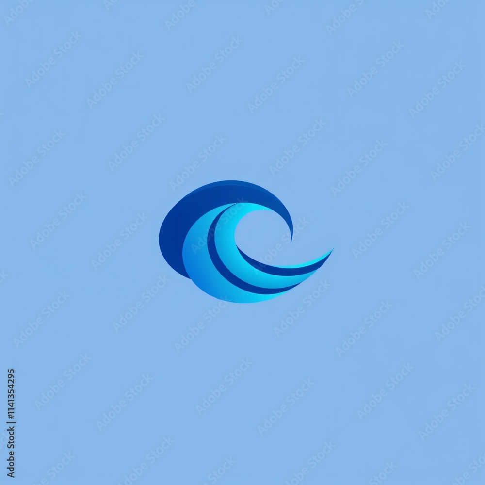 Naklejka premium Creative logo design featuring flowing blue waves against a soft blue background for digital applications and branding