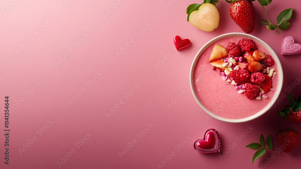 vibrant smoothie bowl topped with fresh strawberries and raspberries vibrant smoothie bowl topped with fresh strawberries and raspberries