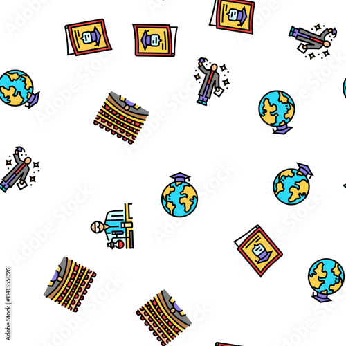 college teacher student class vector seamless pattern thin line illustration