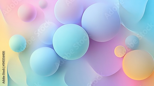 Abstract geometric composition with pastel spheres in modern minimal style