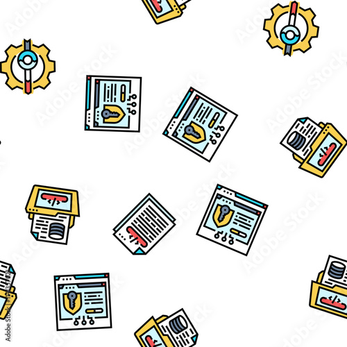 software engineer computer code vector seamless pattern thin line illustration