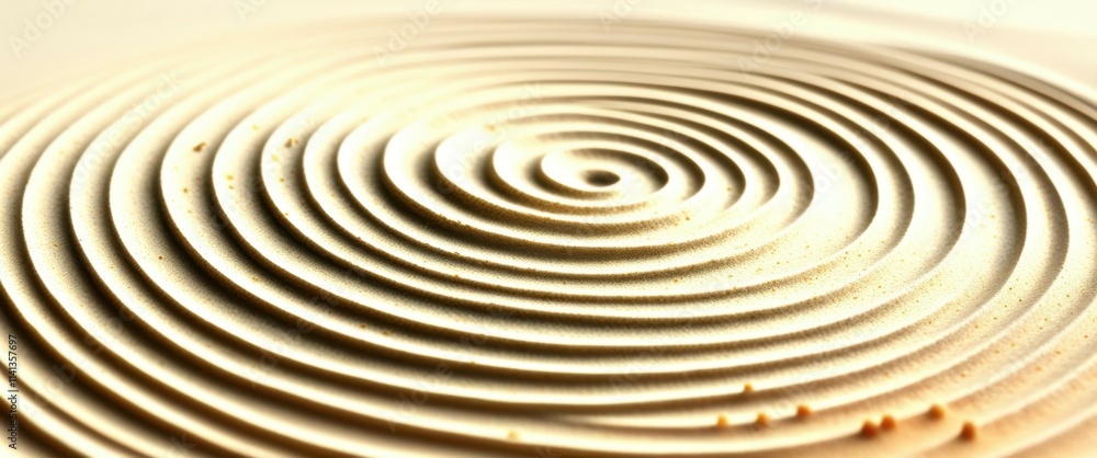 A close-up photograph of a circular ripple pattern on the surface of water, with concentric circles radiating outward from the center. The water is a light, creamy color, and the lighting is soft and A close-up photograph of a circular ripple pattern on the surface of water, with concentric circles radiating outward from the center. The water is a light, creamy color, and the lighting is soft and