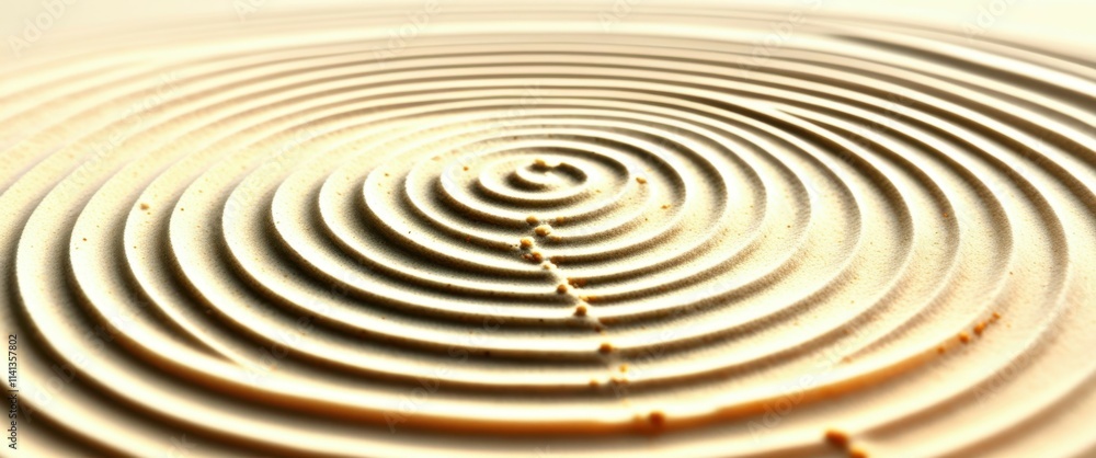Obraz premium A close-up photograph of a circular ripple pattern on the surface of water, with concentric circles radiating outward from the center. The water is a light, creamy color, and the lighting is soft and 