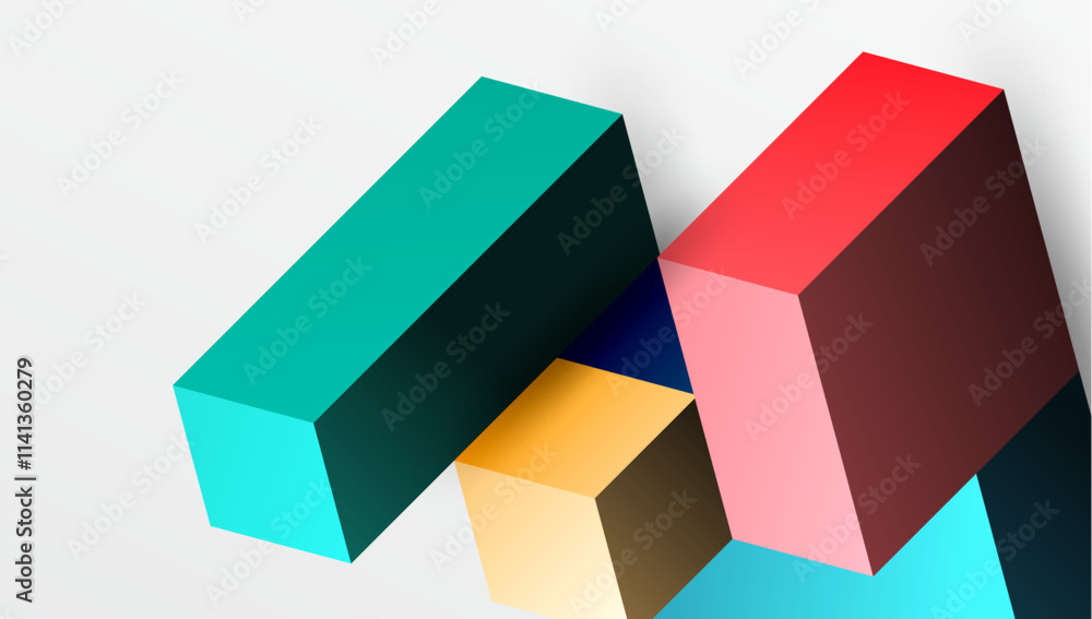 Sleek abstract design featuring isometric 3D blocks in a clean, modern composition. Perfect for tech-inspired themes, with vibrant colors and geometric precision Sleek abstract design featuring isometric 3D blocks in a clean, modern composition. Perfect for tech-inspired themes, with vibrant colors and geometric precision