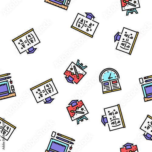 primary school teacher education vector seamless pattern thin line illustration
