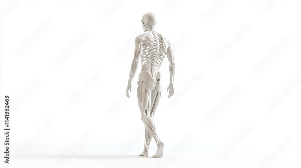 Anatomical Figure Walking Away, White Background, 3D Model Anatomical Figure Walking Away, White Background, 3D Model