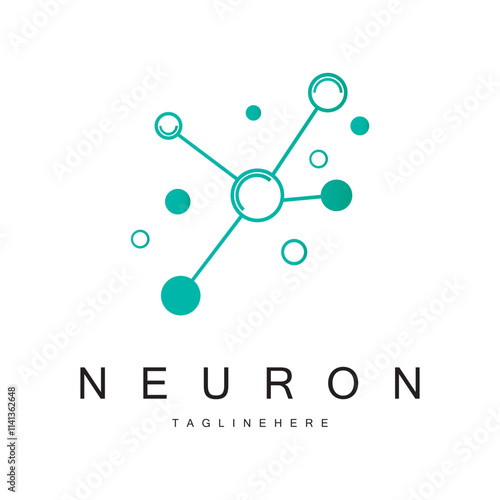 Neuron logo or brain nerve cell logo design, template icon, molecule, atom, brain cell, logo illustration template with vector concept