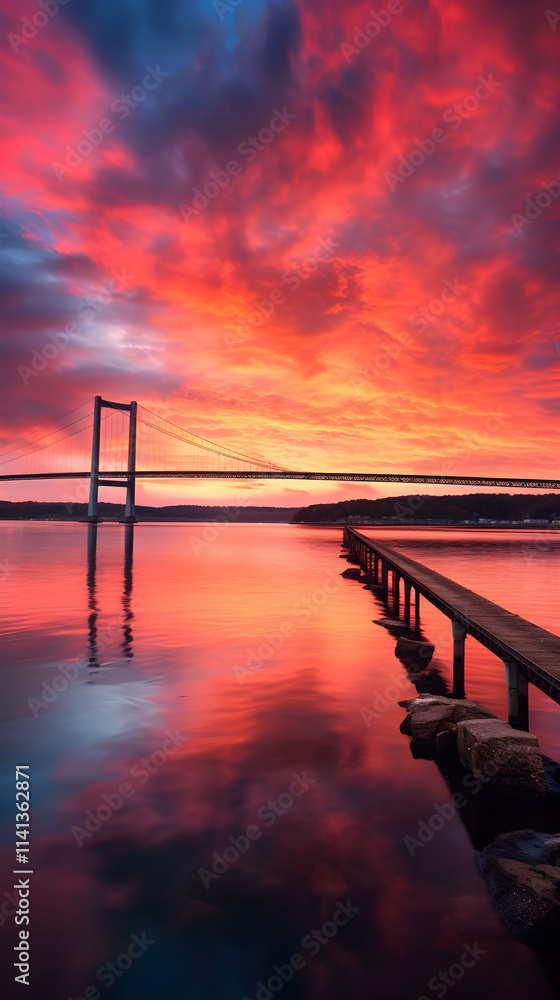 Dusk over River: A Panoramic Perspective of Architectural Mastery and Vibrant Skies Dusk over River: A Panoramic Perspective of Architectural Mastery and Vibrant Skies