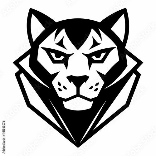 Mininalist logo Design of a panther head outline silhouette