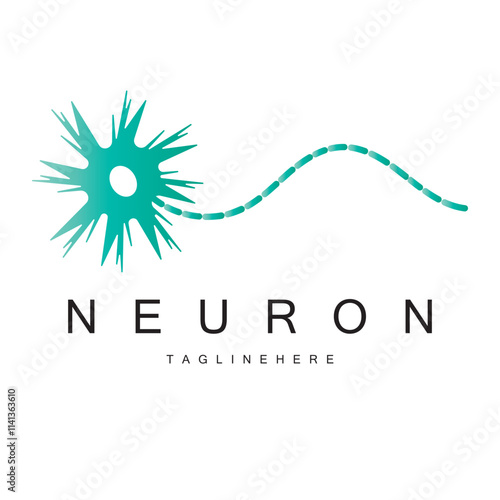 Neuron logo or brain nerve cell logo design, template icon, molecule, atom, brain cell, logo illustration template with vector concept