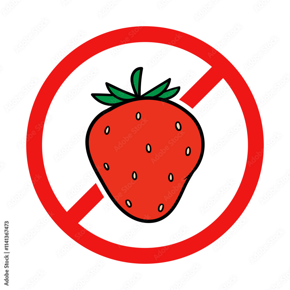 Obraz premium No Strawberry Sign on White Background