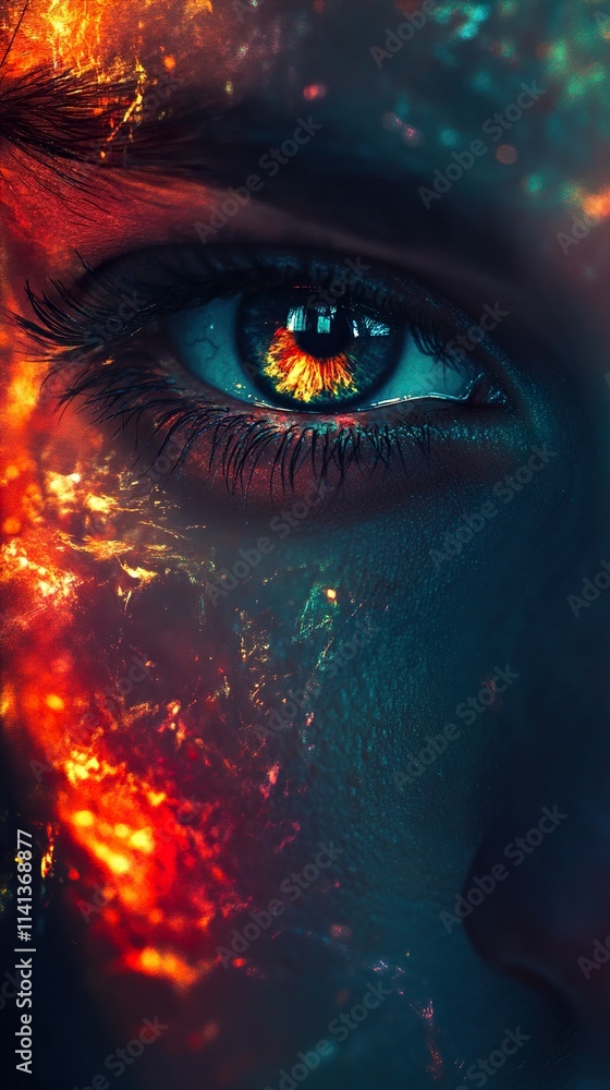 Fiery Gaze: A Surreal Close-Up Portrait Fiery Gaze: A Surreal Close-Up Portrait