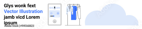 Smart wardrobe management system integrating app interface and cloud connectivity for seamless clothing organization and care. Ideal for tech-savvy users, home organizers, lifestyle brands, fashion