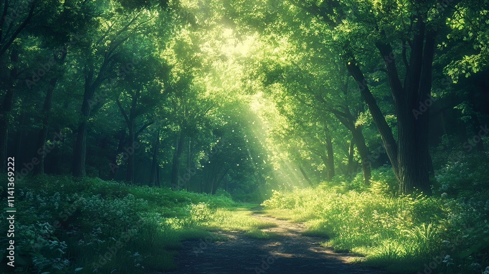 Sunlit Forest Path: A Serene Nature Escape Sunlit Forest Path: A Serene Nature Escape