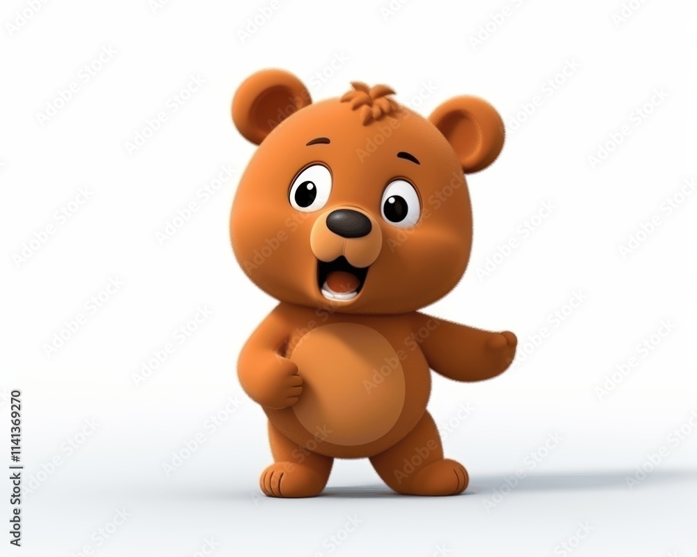 Cute Cartoon Bear Character with Cheerful Expression and Design Cute Cartoon Bear Character with Cheerful Expression and Design
