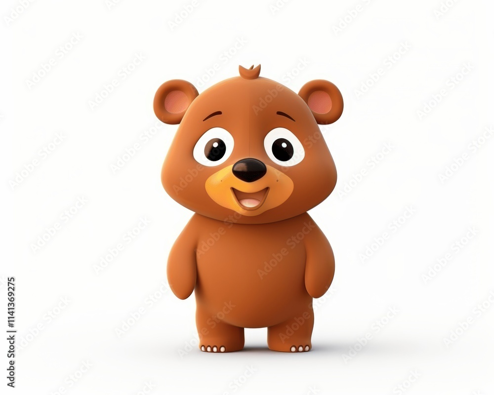 Cute Cartoon Bear Character with Friendly Smile and Simple Features Cute Cartoon Bear Character with Friendly Smile and Simple Features