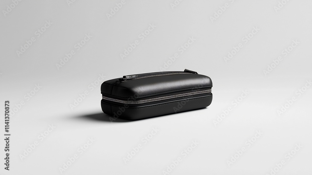 Floating pen case with zippers minimal design and clean lines on a pristine white background