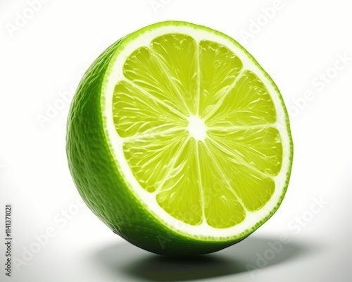 Freshly Sliced Lime with Bright Green Flesh and Textured Rind