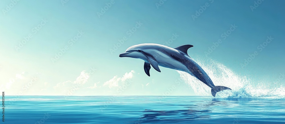 Fototapeta premium Dolphin leaping from ocean water. 