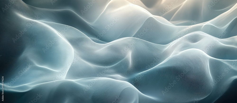 Obraz premium Abstract flowing fabric with soft, light blue and white hues creating a dreamy, ethereal texture.