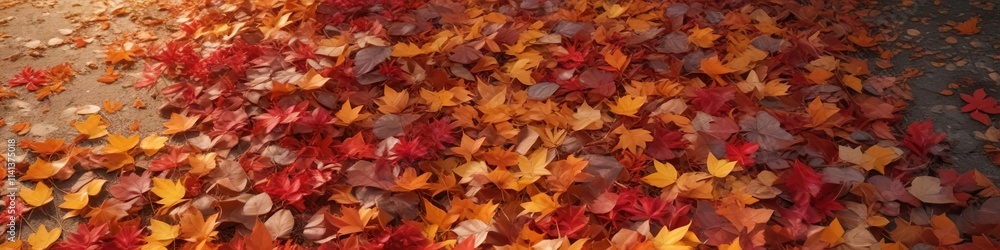 A carpet of vibrant orange and red autumn leaves underfoot, forest floor, trees, autumn A carpet of vibrant orange and red autumn leaves underfoot, forest floor, trees, autumn