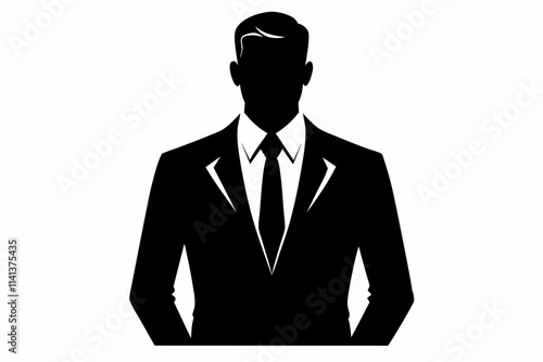 Businessman avatar silhouette vector. Businessman silhouette. Man with suit standing illustration. businessman logo Pro Vector