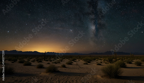 The night sky is full of stars in the desert Generative AI