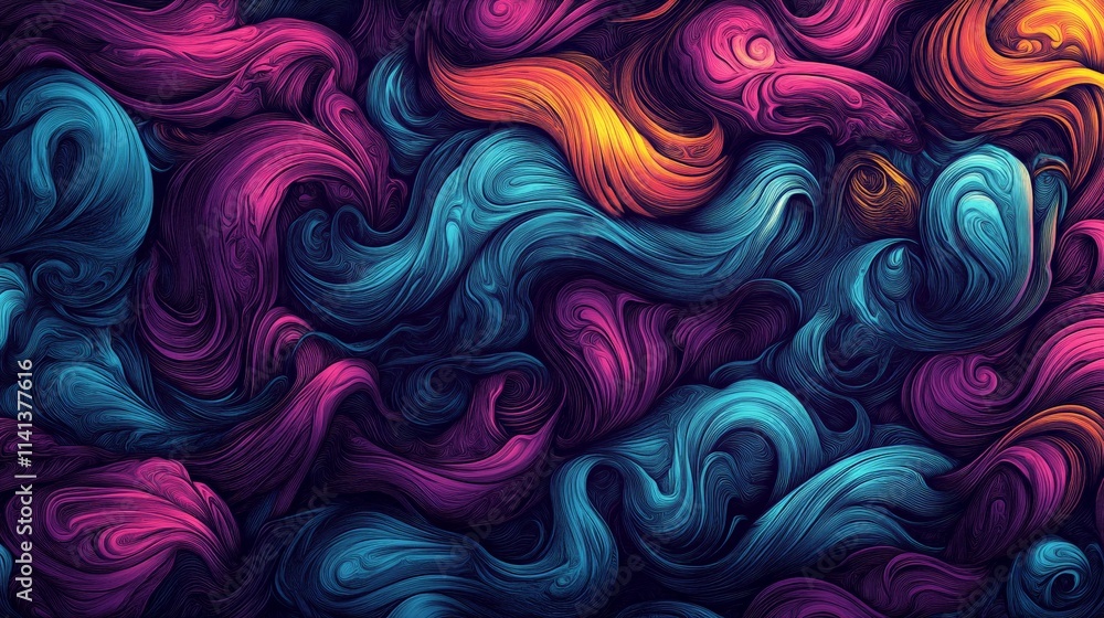 Bold Neon Waves and Squiggles in Retro Style Bold Neon Waves and Squiggles in Retro Style