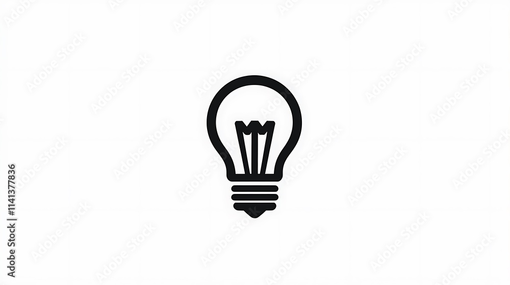 Minimalistic Light Bulb Icon on White Background for Design Projects Minimalistic Light Bulb Icon on White Background for Design Projects