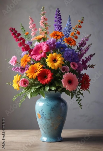 Wallpaper Mural Colorful flowers arranged in a beautiful vase , flower bouquet, floral arrangement, garden flowers Torontodigital.ca