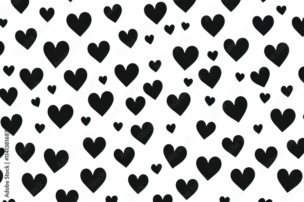 Fototapeta premium PNG 2D graphic heart pattern background hearts black.