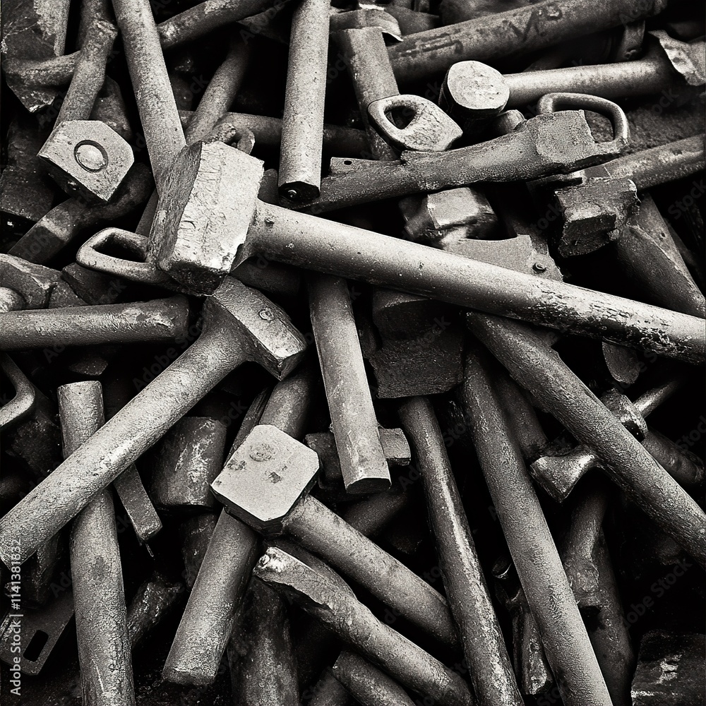 Industrial Metal Tools: Black and White Abstract Industrial Metal Tools: Black and White Abstract