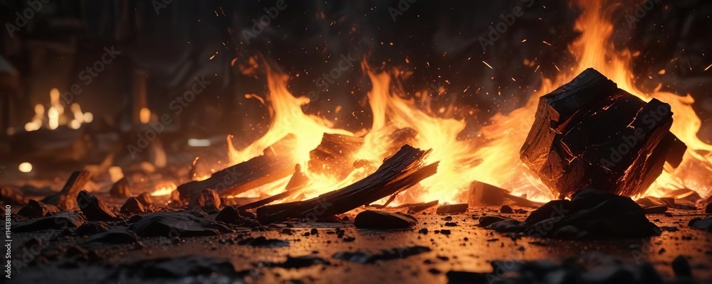 Embers and sparks in a dark, abstract environment, hot, sparks, fire Embers and sparks in a dark, abstract environment, hot, sparks, fire