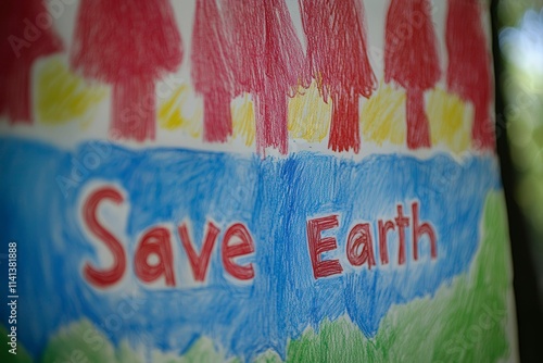 Colorful Save Earth Artwork for Environmental Awareness photo