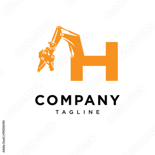 Letter H Demolition Excavator logo icon vector