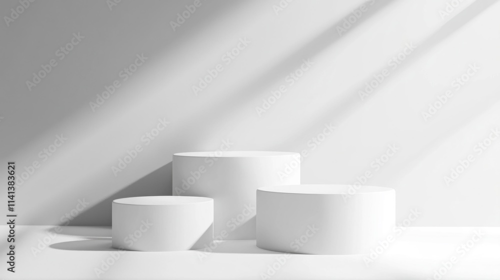 Minimalist White Cylinders on a White Background Minimalist White Cylinders on a White Background
