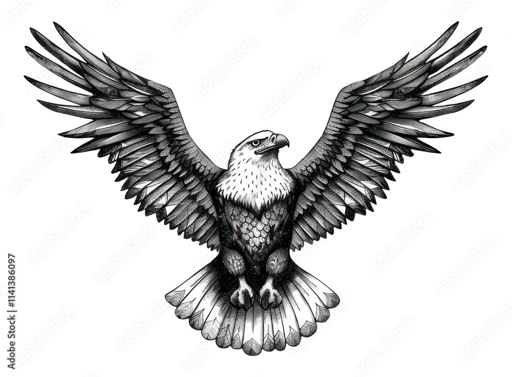 Obraz premium PNG Celestial illustration of Eagle with Stars eagle background white.